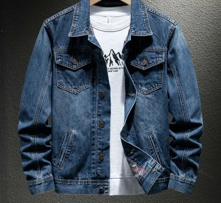 High Quality Loose Cowboy Coat for Men Autumn Denim Jackets Man Size L Original Menswear Washed Y2k Winter Outerwear Designer S