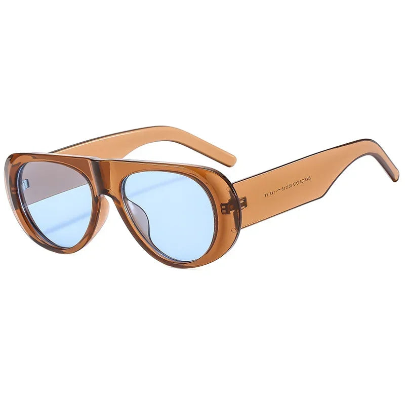 New Oval Sunglasses Women Men Stylish Brand Designer Geometric Sun Glasses Female Male Plastic Big Frame Outdoor Eyewear