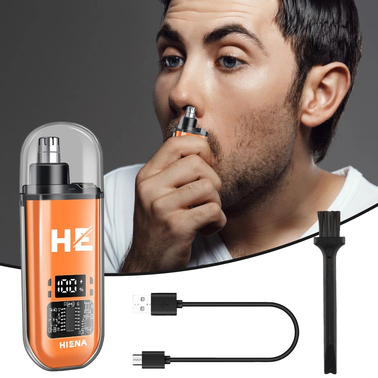 HIENA Electric Nose Hair Trimmer 5V1A Rechargeable Mini Pocket Nose Ear Hair Shaving Eyebrow Trimmer Clipper Wet and Dry Haircut