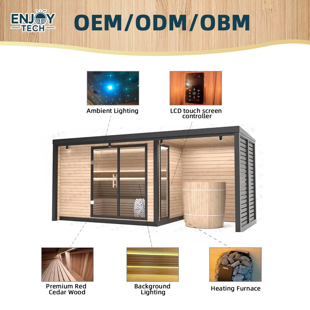 Hot Sale Modern Electric 9kw Outdoor Red Cedar Solid Wood 4 Person Far Infrared Wet Steam Traditional Sauna Room Health Benefits
