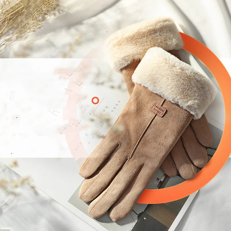 New Fashion Gloves Autumn Winter Cute Furry Warm Mitts Full Finger Mittens Women Outdoor Sport Female Gloves Screen