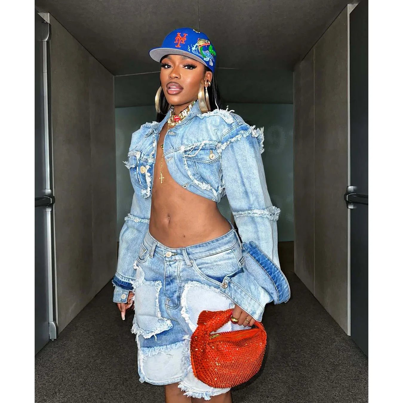 Denim Jean Jackets 2 Piece Pant Set Outfits Women Spring Clothes Y2K Streetwear Sexy Elegant Denim Shorts Two Piece Pant Sets
