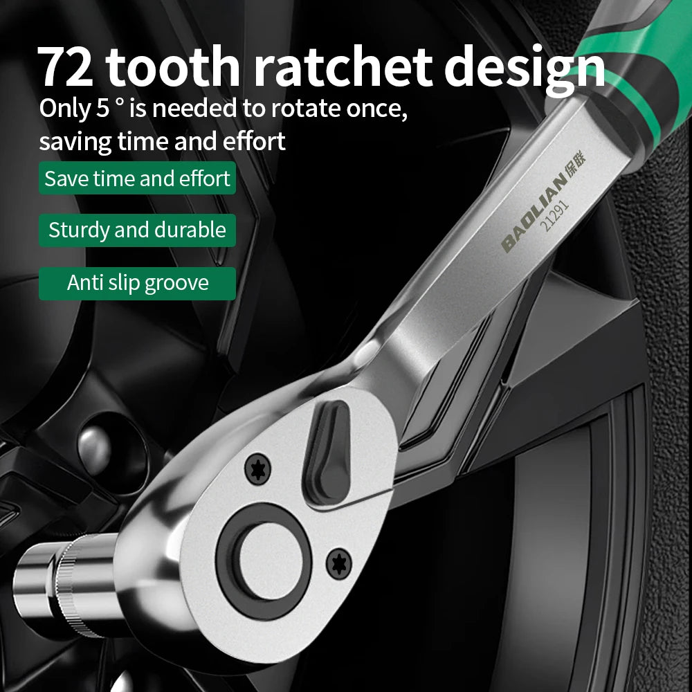 72 Tooth Ratcheting Wrench Set 1/4 3/8 1/2 Inch Auto Quick Repair Wrench Labour-Saving Ratchet Wrench Set Hand Tools
