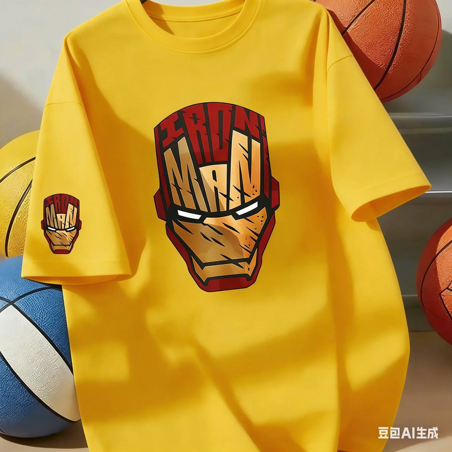 Marvel 100% Cotton Summer Children's T Shirt Comfortable Soft Breathable Fabric Bold Iron Man Pattern Suitable Home Wear