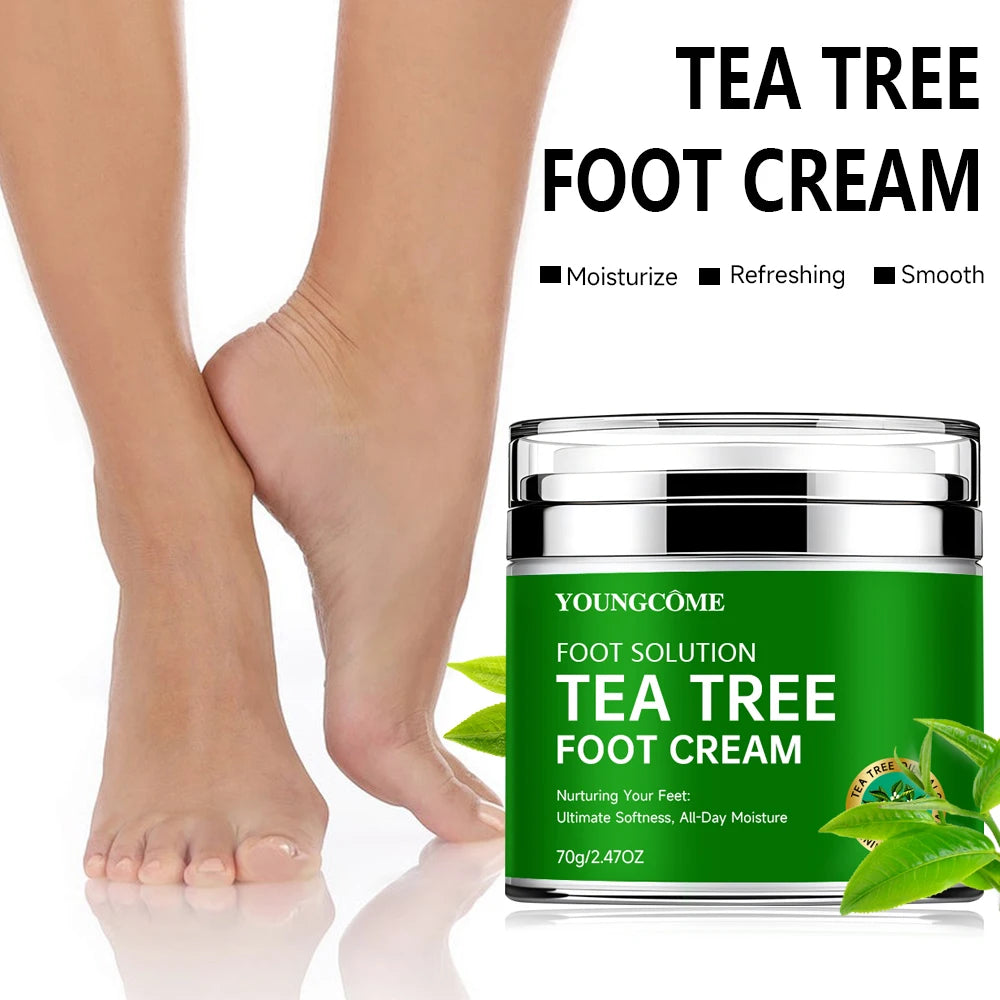 Tea Tree Foot Cream moisturizer with aloe vera and tea tree oil to deeply nourish the skin, for dry and rough skin, daily hand
