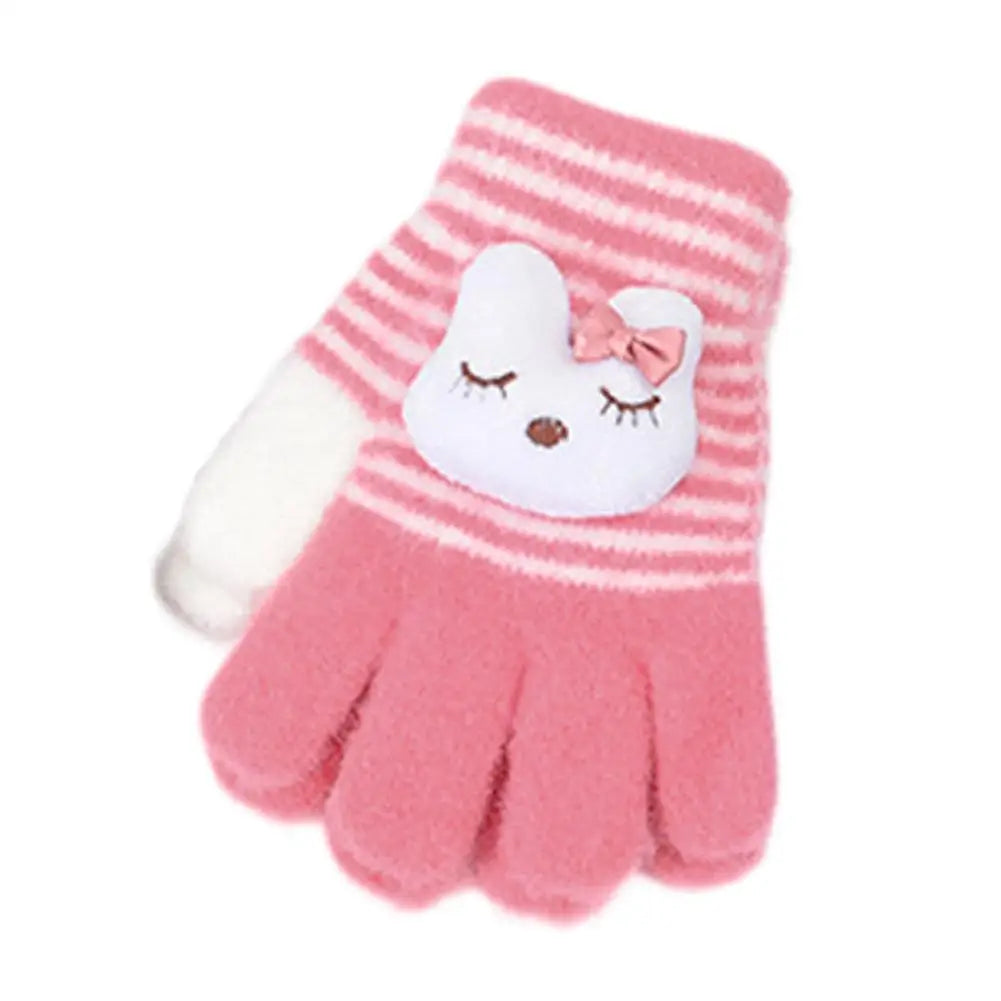 Kids Winter Gloves Thermal Warm Windproof Cartoon Animal Mittens for Boys Girls Children Outdoor Skiing Full-Finger Gloves