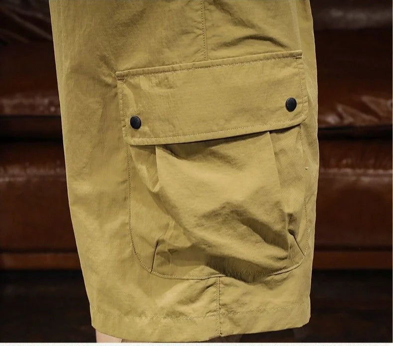 Trendy Cargo Summer Clothes Set Men Short Sleeve Shirt with Pockets And Shorts Solid Casual Safari Outdoor Outfits