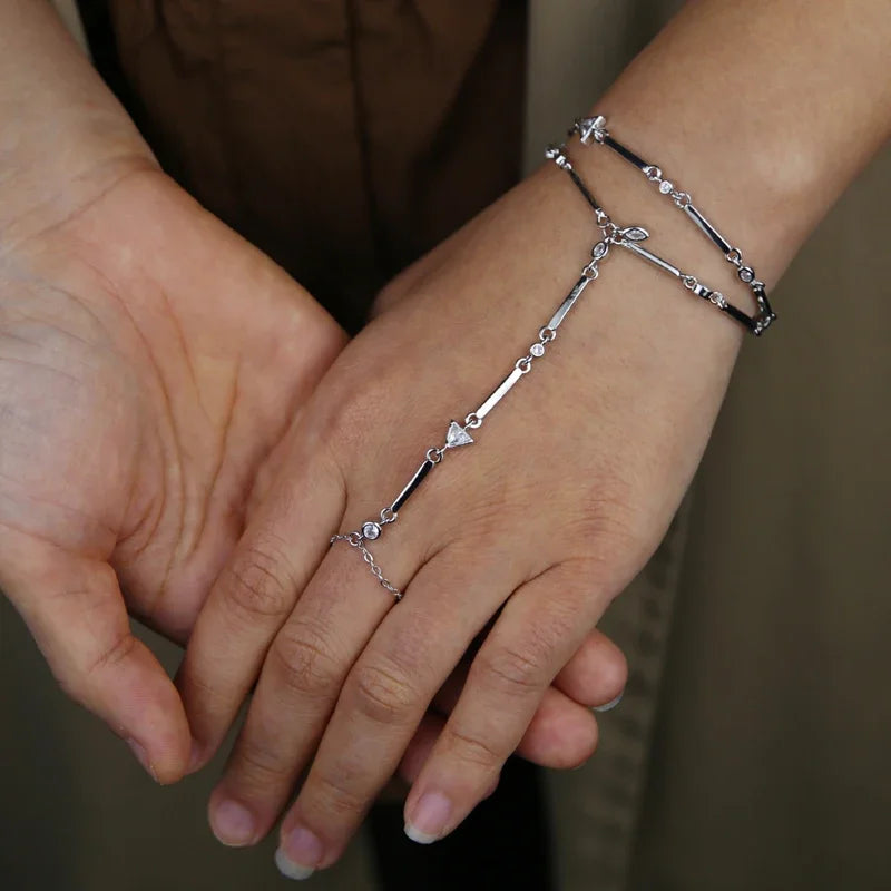 New Iced Out Oval CZ Choker Bracelet Silver Color Bling Lariat Long Bar Round Stone Long Tassel Bangle Women Jewelry