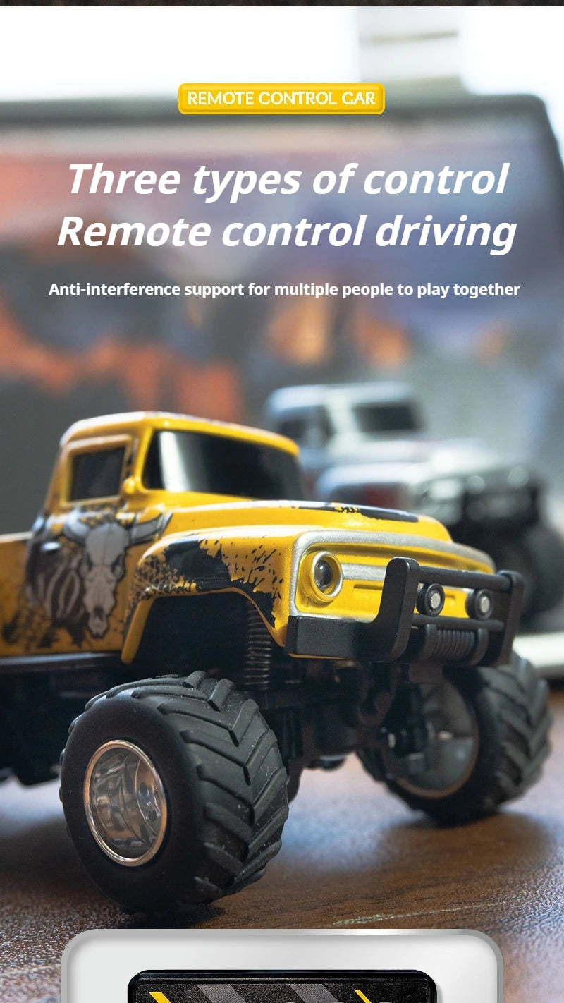 Little Monster 1/64 Rc Car Mini 2.4Ghz Remote Control Cars with Cool Spray Painting Pattern Rc Off-road Vehicle Boy’s Toys Gifts