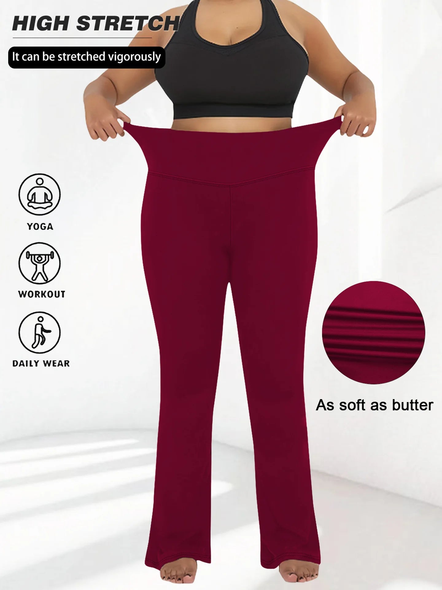 Plus Size Flared Yoga Pants High Waist Tummy Control Wide Leg Elastic Spring Autumn Slim Fitness Leggings