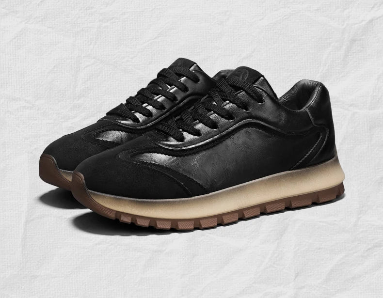 Classic Leather Casual Sneakers Men Comfortable Men's Spring Autumn Sneakers Platform Shoes Lace Up Brown Black Footwear 2025