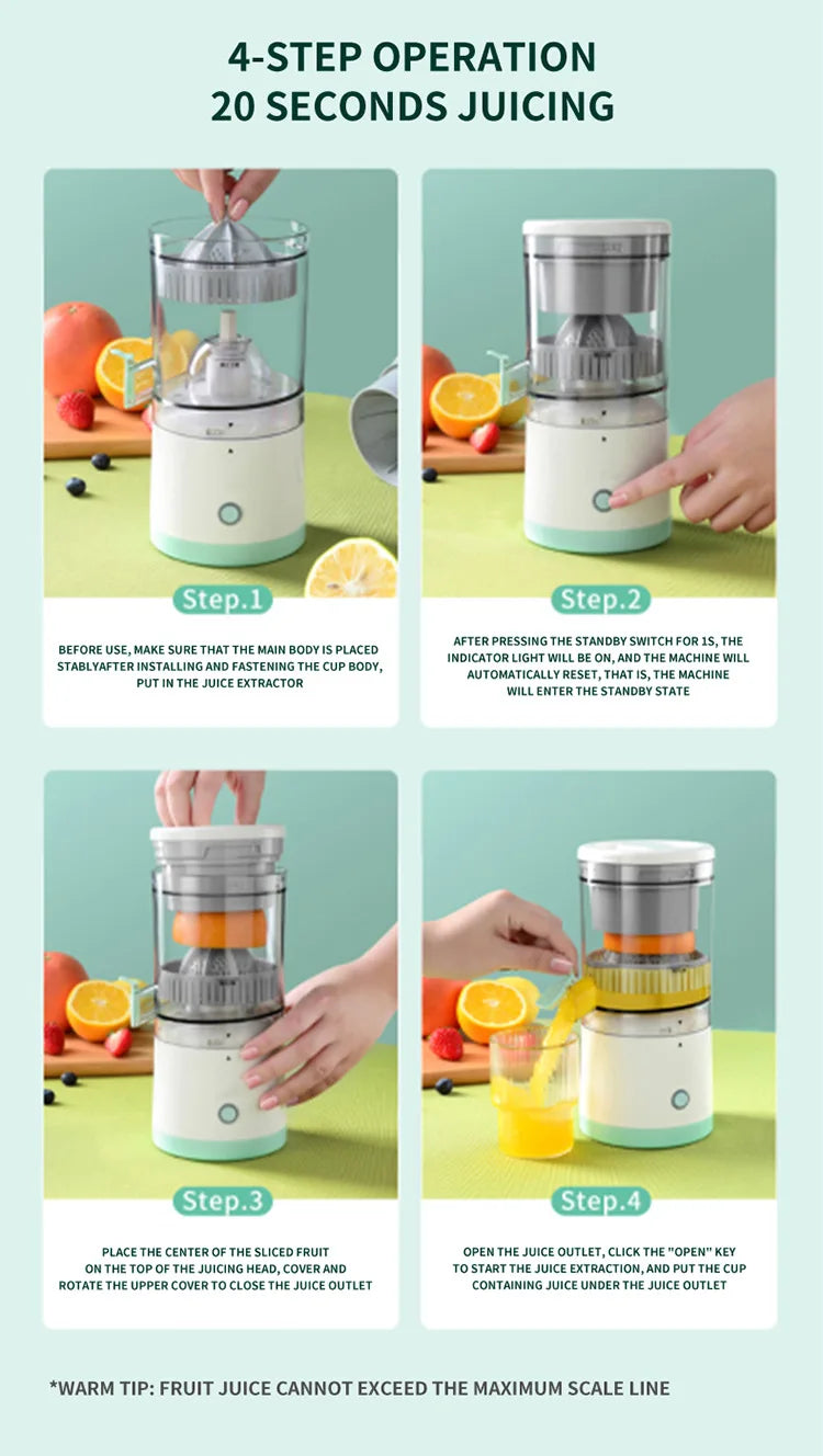 Portable Electric Juicer Juice Lemon Squeezer USB Charging Kitchen Fruit Small Juicer Blender Fresh Separator Press Machine