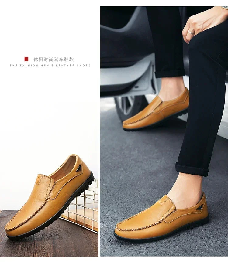 Men Dress Shoes Natural Leather Men's Brand Shoes Sale Formal Shoe Men's Cowhide Italian Genuine Leather Loafers Footwear Casual