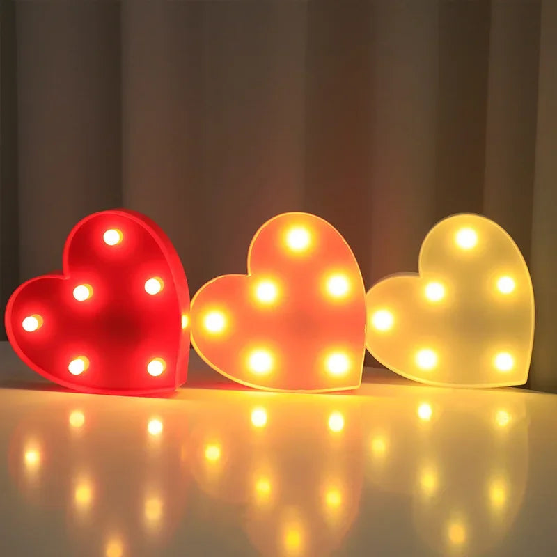 Romantic Valentine's Proposal 3D LOVE LED Letter Sign Night Light Heart Marquee Table Lamp Lanterns Lamp for Christmas Wedding