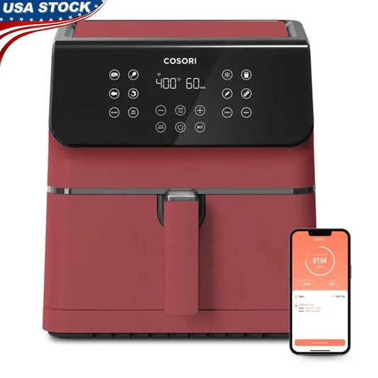 5.8 Quart Smart Air Fryer 12 Cooking Functions Voice Control App Compatible Dishwasher Safe Basket Healthy Cooking with 200