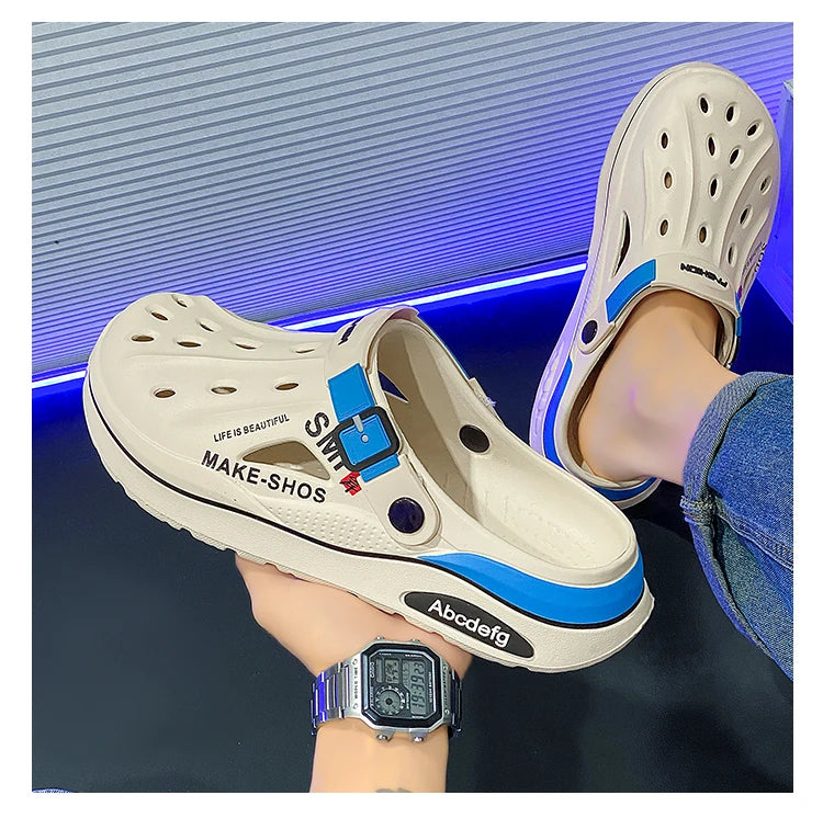 Summer Men Clogs Non-slip Thick-soled Casual Shoes Outerwear Beach Soft-soled Baotou Slippers Men's Slippers Sandals