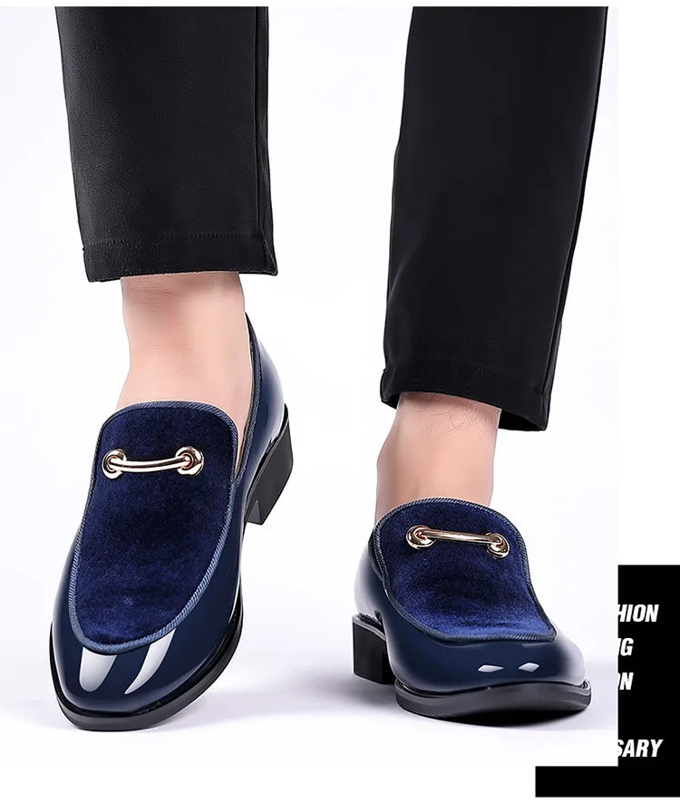 Italian Men's Dress Shoes British Suede Patent Leather Casual Shoes Korean Trendy Loafers 2024 Male Wedding Party Shoes for Men