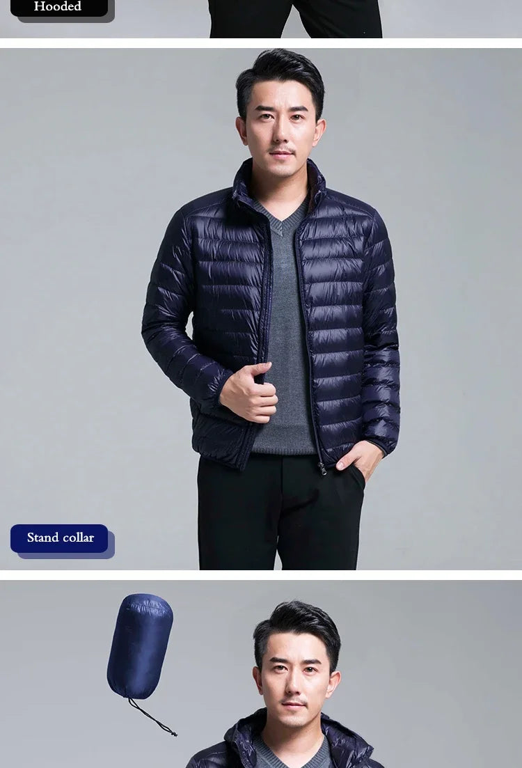 2024 New Arrivasl Men's Ultra Lightweight Packable Down Jacket Autumn Spring Winter Water and Wind-Resistant Breathable Coat