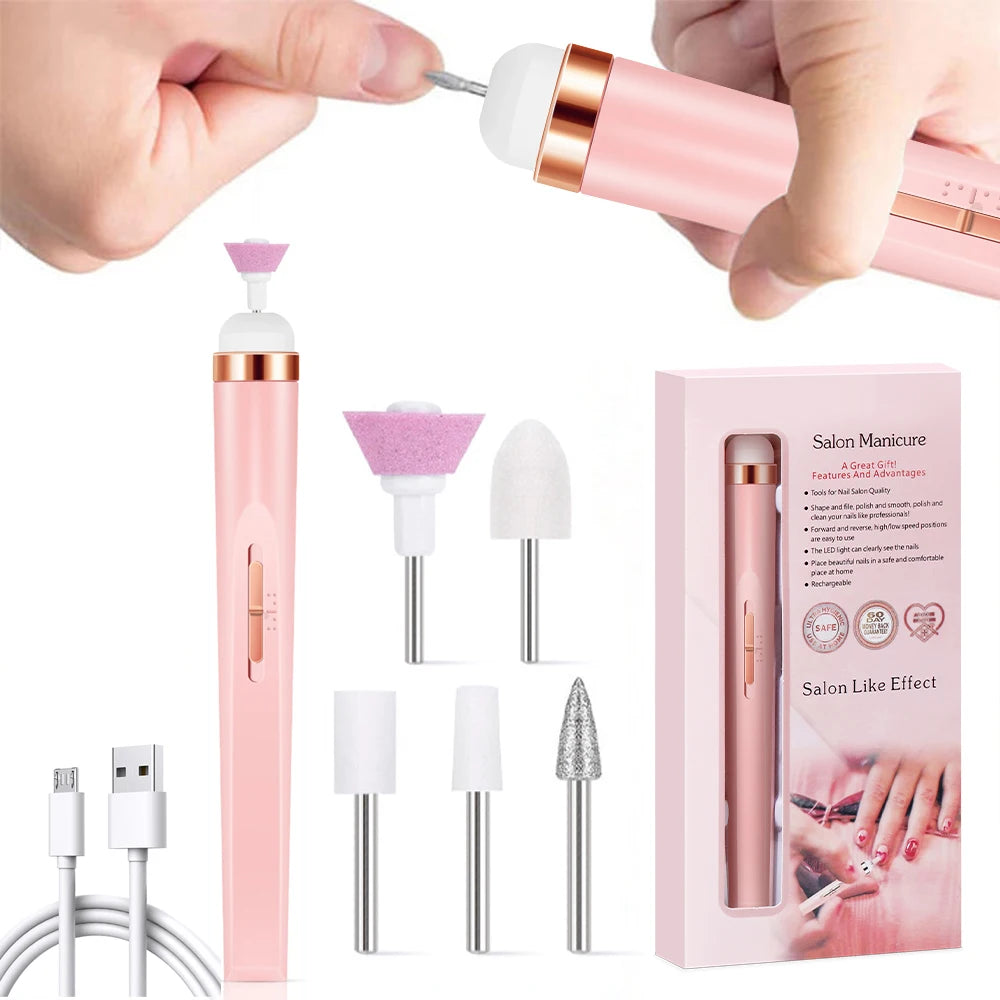 LULAA Electric Nail Drill Kit Rechargeable Cordless Manicure Kit Portable Nail Grinding Polisher for Trim Nails Exfoliating