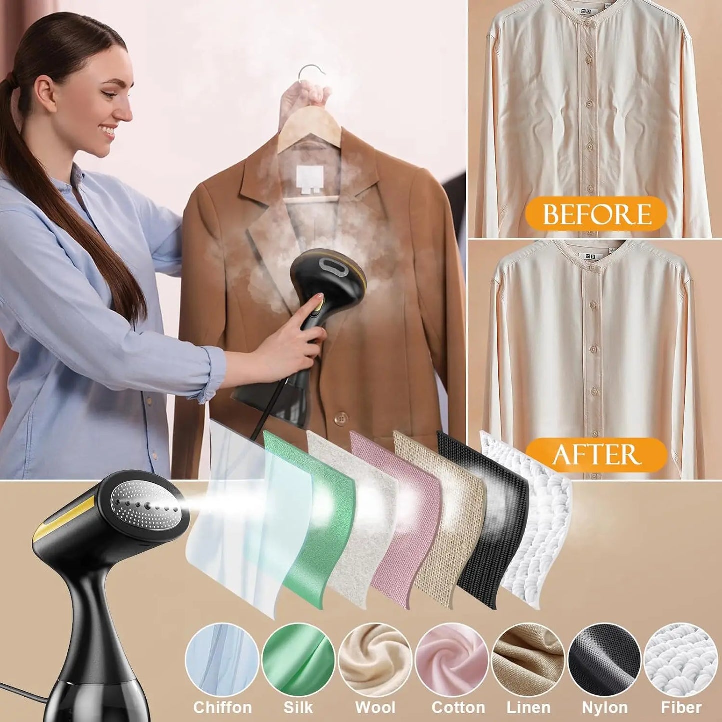220V Handheld Garment Steamer 1500W Electric Household Fabric Steam Iron 350ml Portable Vertical Fast-Heat for Clothes Ironing