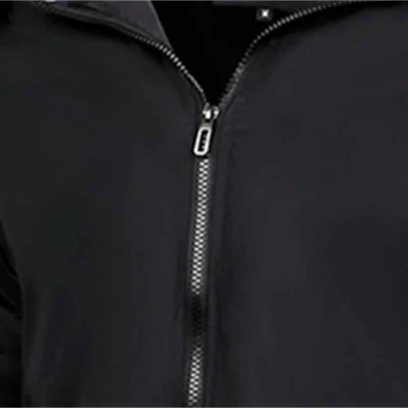 Men's casual sports spring and fall zipper baseball side seam pocket casual jackets without hooded daily