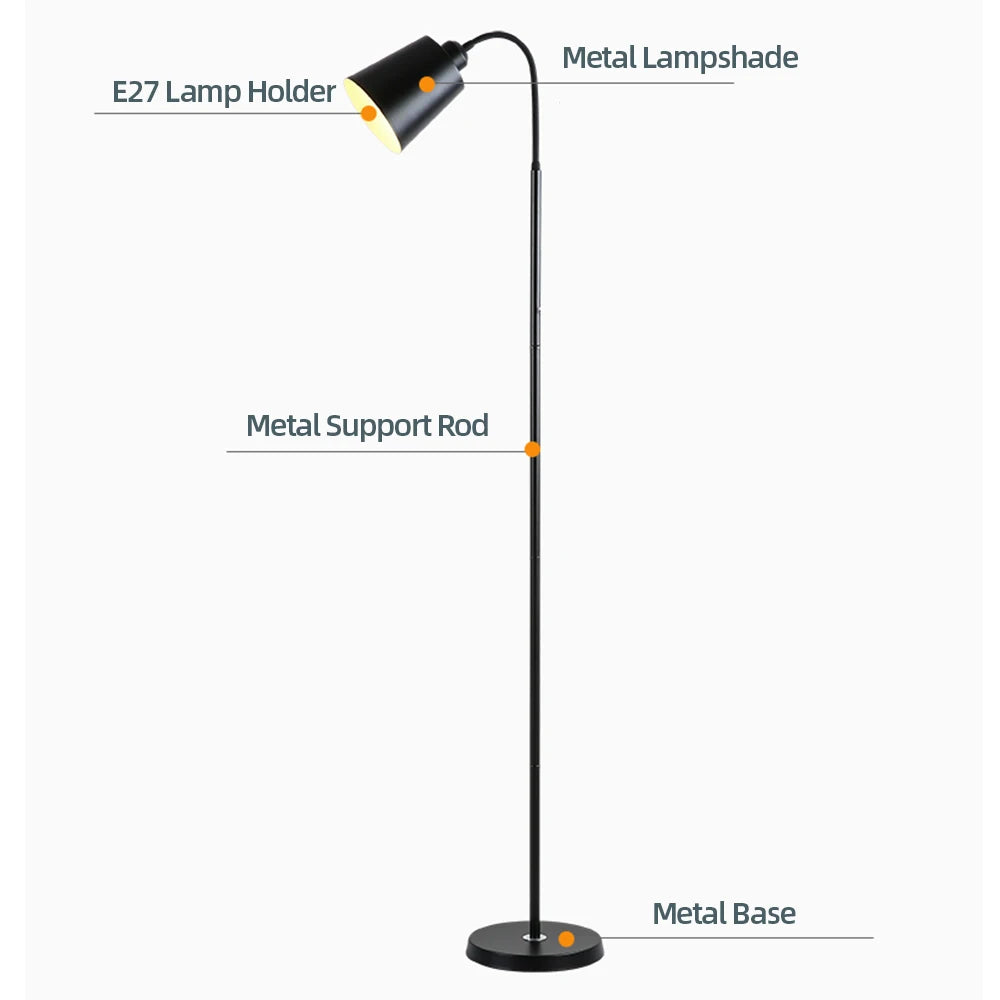 Modern Floor Lamp Adjustable Gooseneck Led Sofa Floor Lights Living Room Bedroom Study Indoor Decoration Standing Floor Lamp