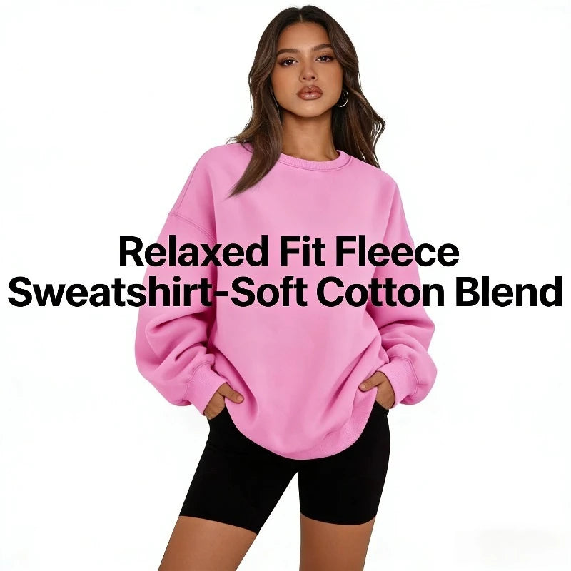 Plus Size Solid Color Sweatshirt, Casual Long Sleeve Crew Neck Pullover Sweatshirt, Women's Plus Size Clothing