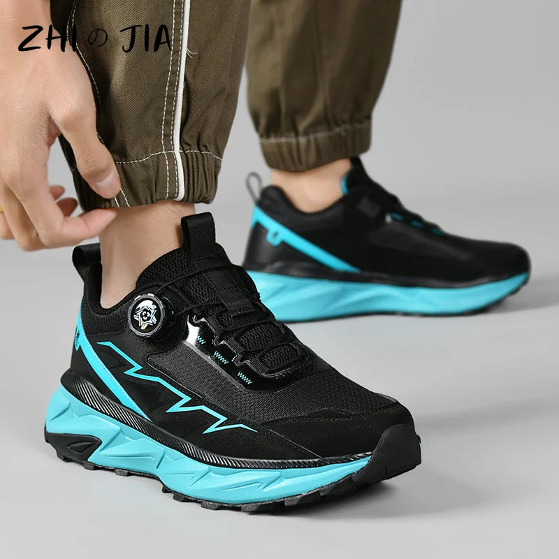 Spring Summer Large Rotating Buckle Mesh Breathable Sneakers Men's Running Shoes Fashion Casual Shoes 39-48