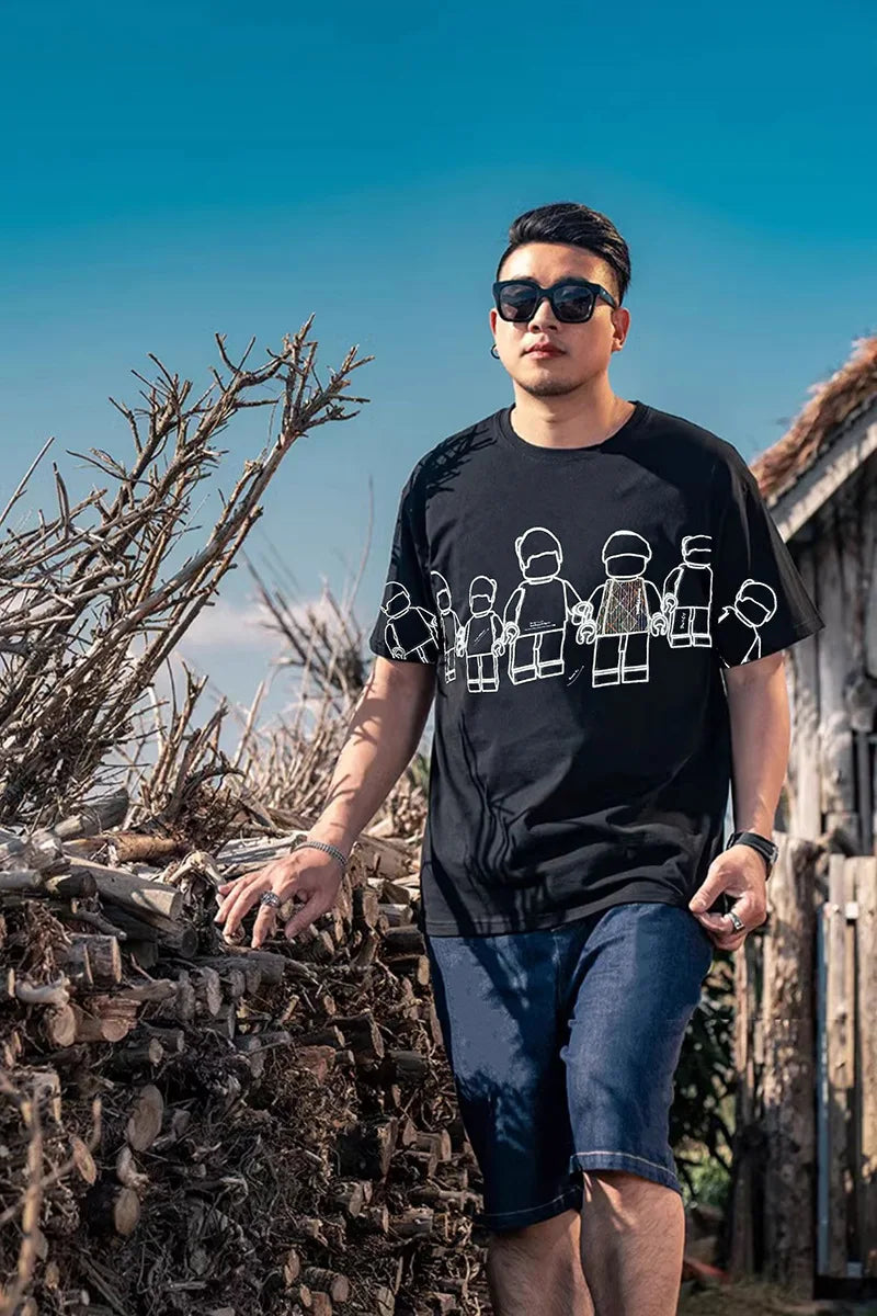 Plus SIze 15XL men's summer new Large trendy casual Cartoon round neck short sleeved t-shirt 14xl 200kg graphic t shirts