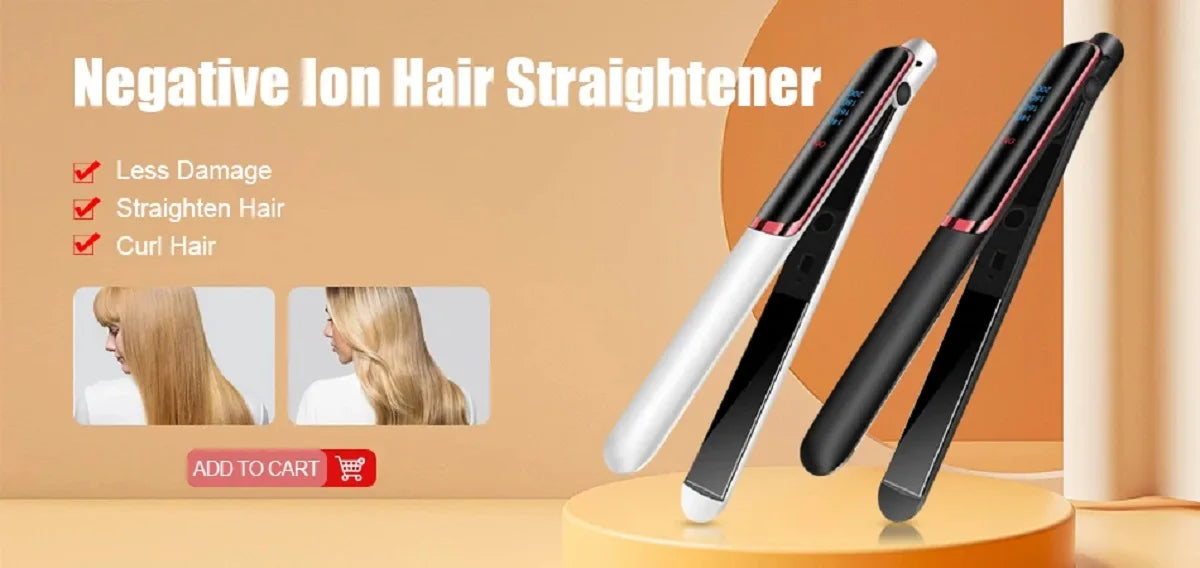 Pink Ceramic Flat Iron Hair Straightener For Smooth Finish Ceramic Floating Plates Quick Heat Up Pro Salon Curler Hair Wand