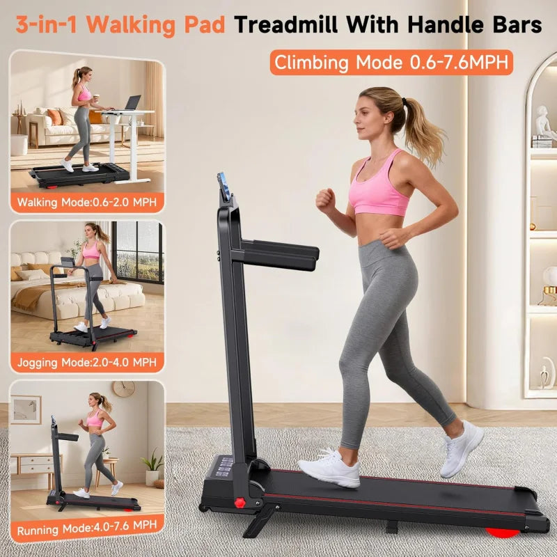 Incline Walking Pad Treadmill for Home Small,2.5 HP Quiet Under Desk Treadmill with 300lbs Capacity,