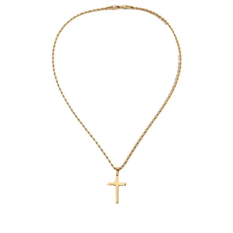 New Stainless Steel Cross Pendant Necklace for Men Women Minimalist Gold Color Jewelry Male Female Necklaces Chokers Gifts