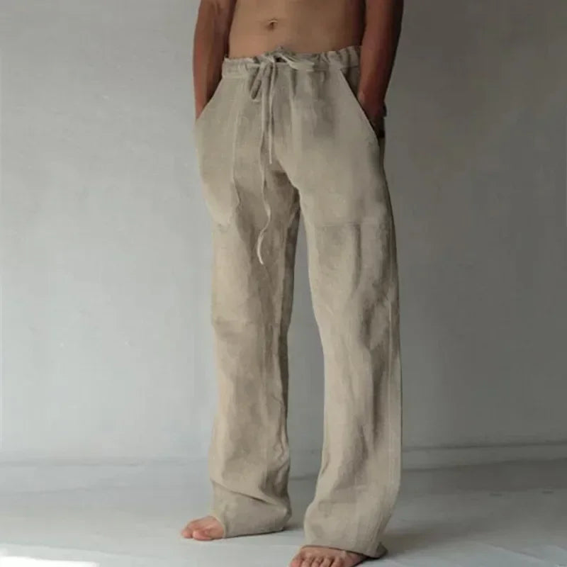 summer spring 2025 New Men's Cotton Linen Pants Male Autumn New Breathable Solid Color Linen Trousers Fitness Streetwear S-3XL