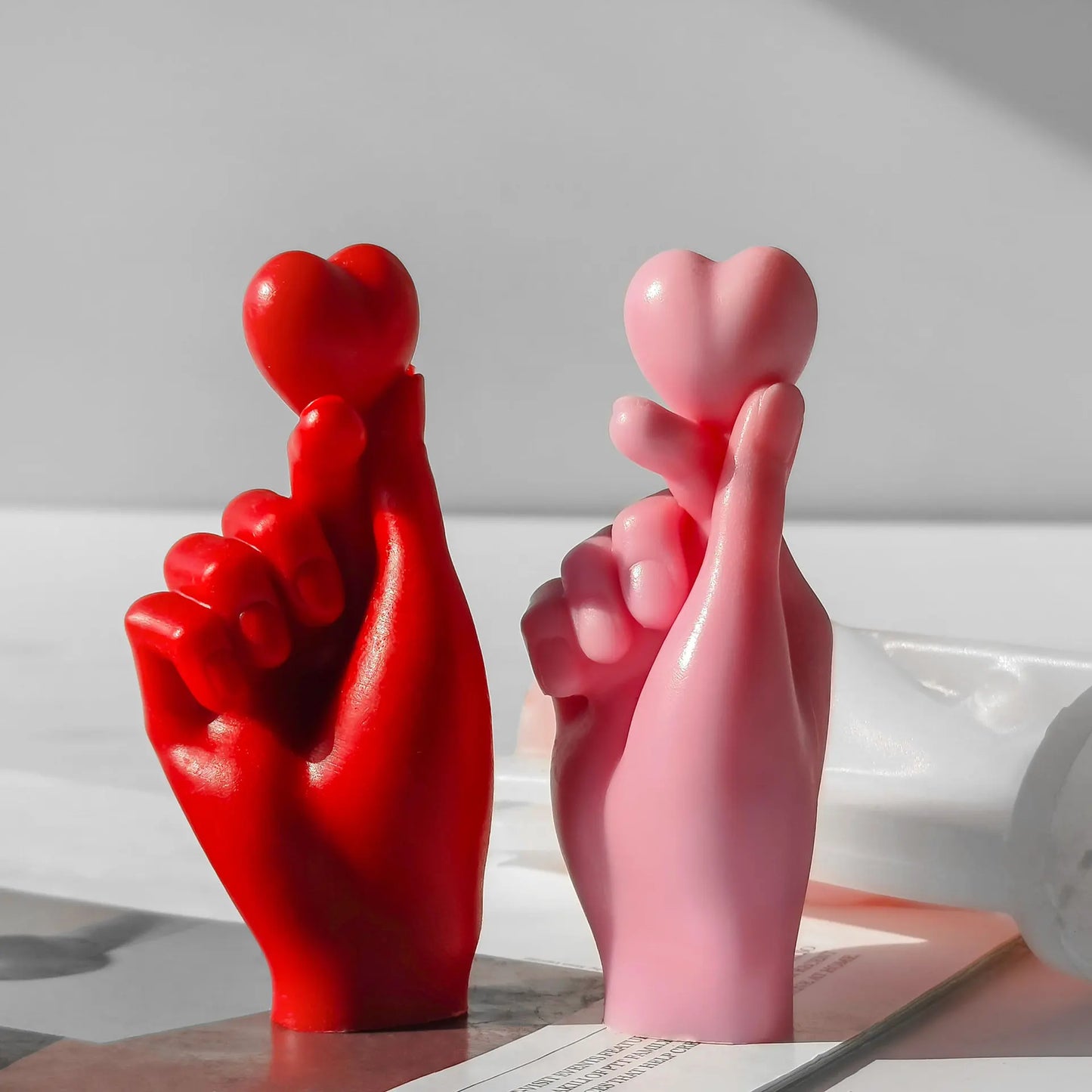 DIY Valentine's Day Finger Heart Gesture Silicone Mold Handmade Aroma Candle Plaster Resin Mould Soap Candle Making Supplies