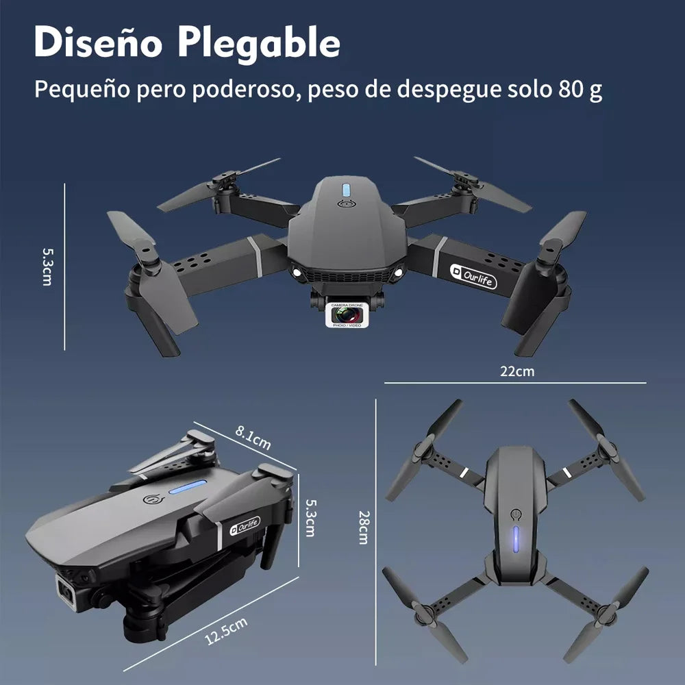 Drones Camera 4K E88 Wide Angle, 1080P Hd Camera, Wifi, Fpv Drone, Mini Drone, Height Support, Foldable, Rc, Quadcopter, Children's Toys