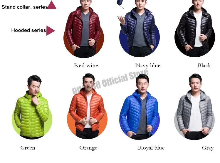 2024 New Arrivasl Men's Ultra Lightweight Packable Down Jacket Autumn Spring Winter Water and Wind-Resistant Breathable Coat