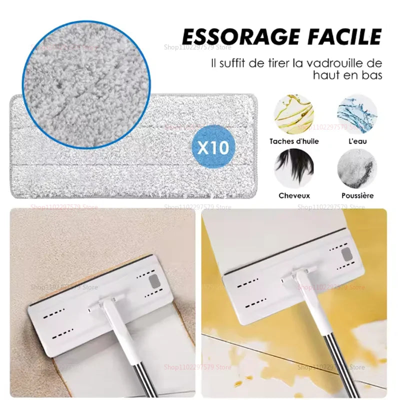 360 Degree Rotation Flat Floor Mop and Bucket Set Professional Home Hardwood Floor Cleaning System with Washable Microfiber Pads