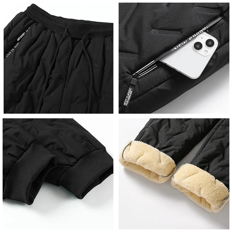 Men Winter Casual Pants 2024 New Thick Lambswool Windbreak Warm Pant Men Fashion Joggers Fleece-Lined Trousers Men Plus Size 8XL