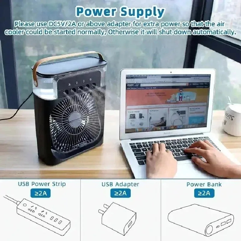 Five-hole Cooling Spray Fan Air Conditioners USB Electric Fan Desktop Air Cooler Humidifie For Student Dormitory Home and Office