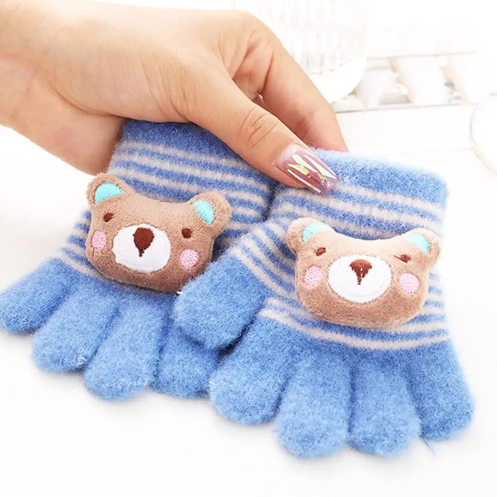 Kids Winter Gloves Thermal Warm Windproof Cartoon Animal Mittens for Boys Girls Children Outdoor Skiing Full-Finger Gloves