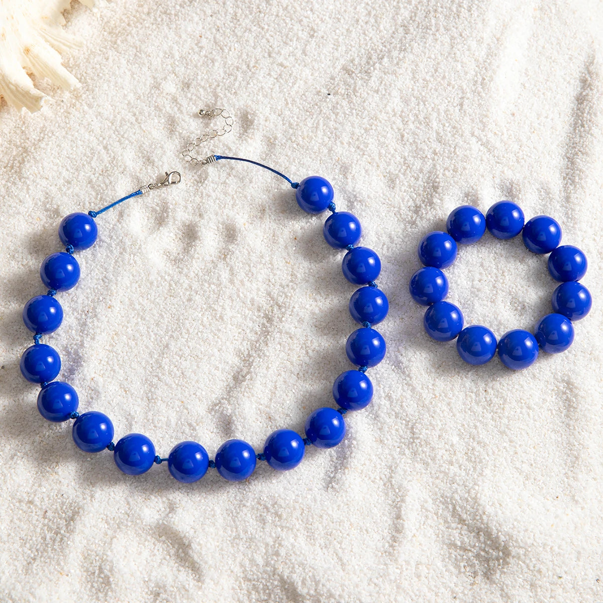 Docona Fashion Colorful Resin Big Beads Necklace Bracelet Set for Women Personality Originality Holiday Jewelry Accessories Gift