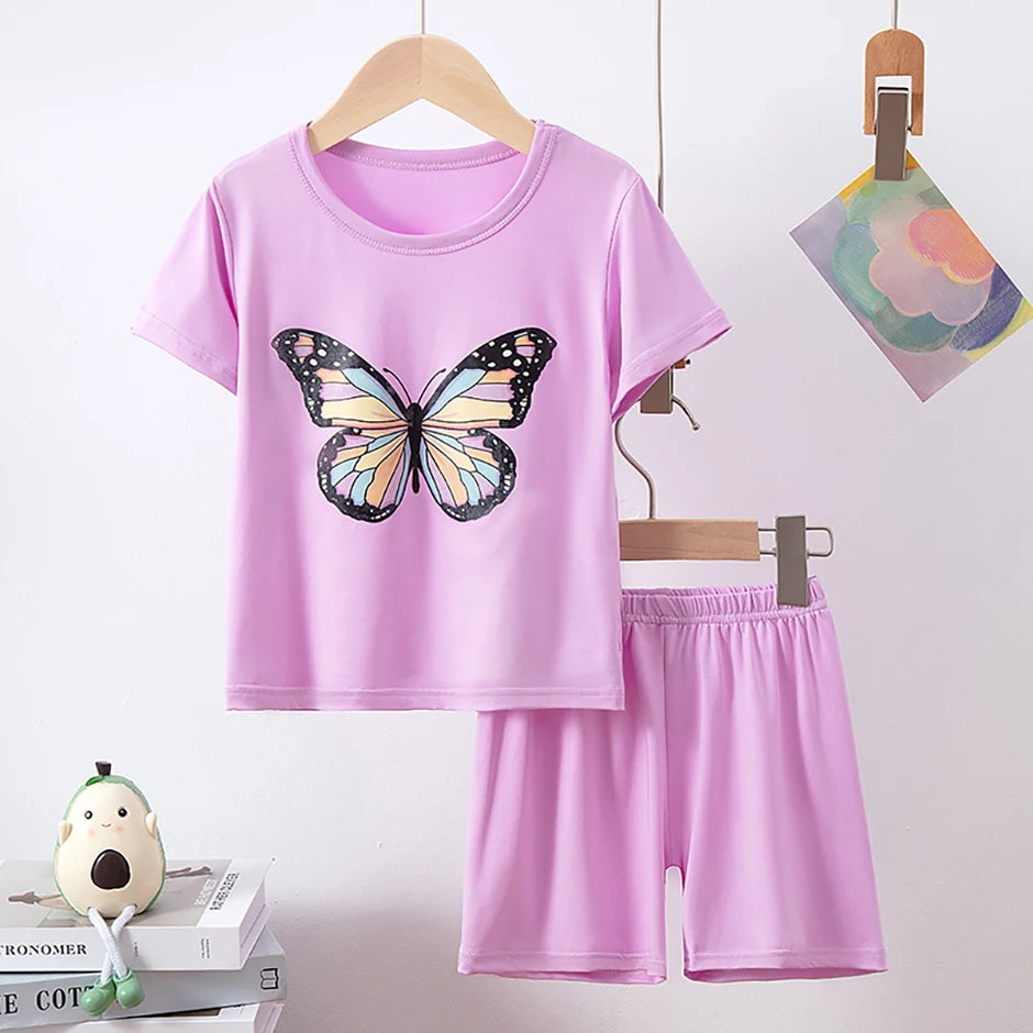 8/2 Pcs Children's Summer Cute Printing Suit Boy Casual Fashion Pocket Bear Short Sleeve Girl Sweet And Cute Joker Comfort Short