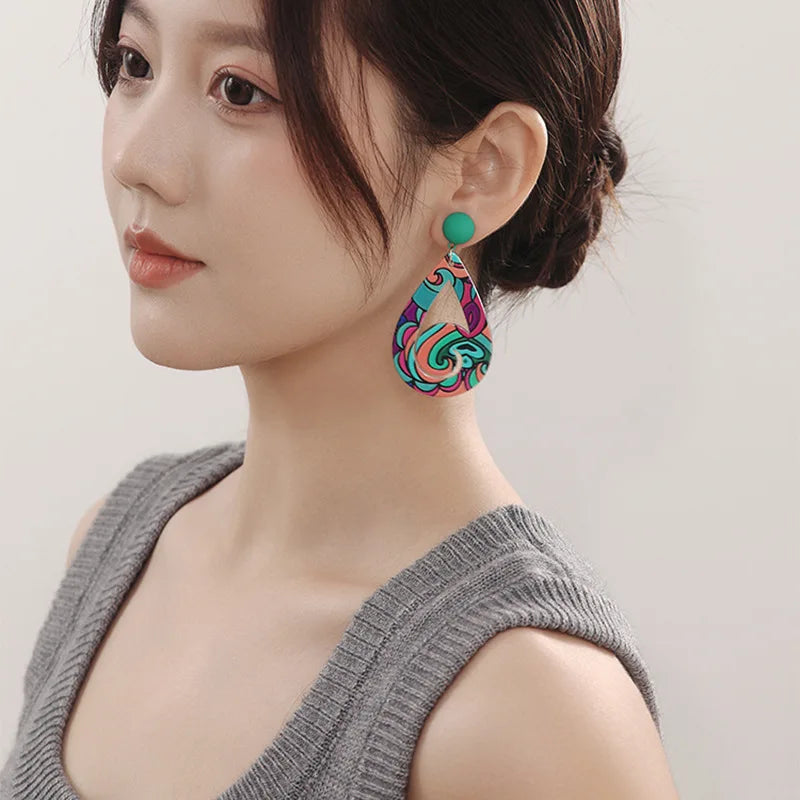 NISHIZAWA Colorful Design Earrings for Women Acrylic Water Drop Geometric Earrings