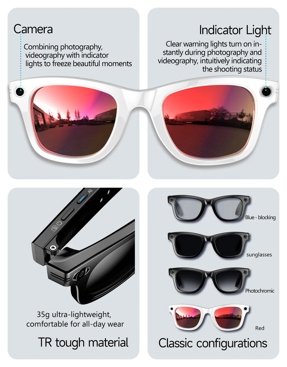 2025 New Upgrade smart glasees With Camera Video Recording AI Photo Recognition Bluetooth Call Translation Voice Sunglasses Man