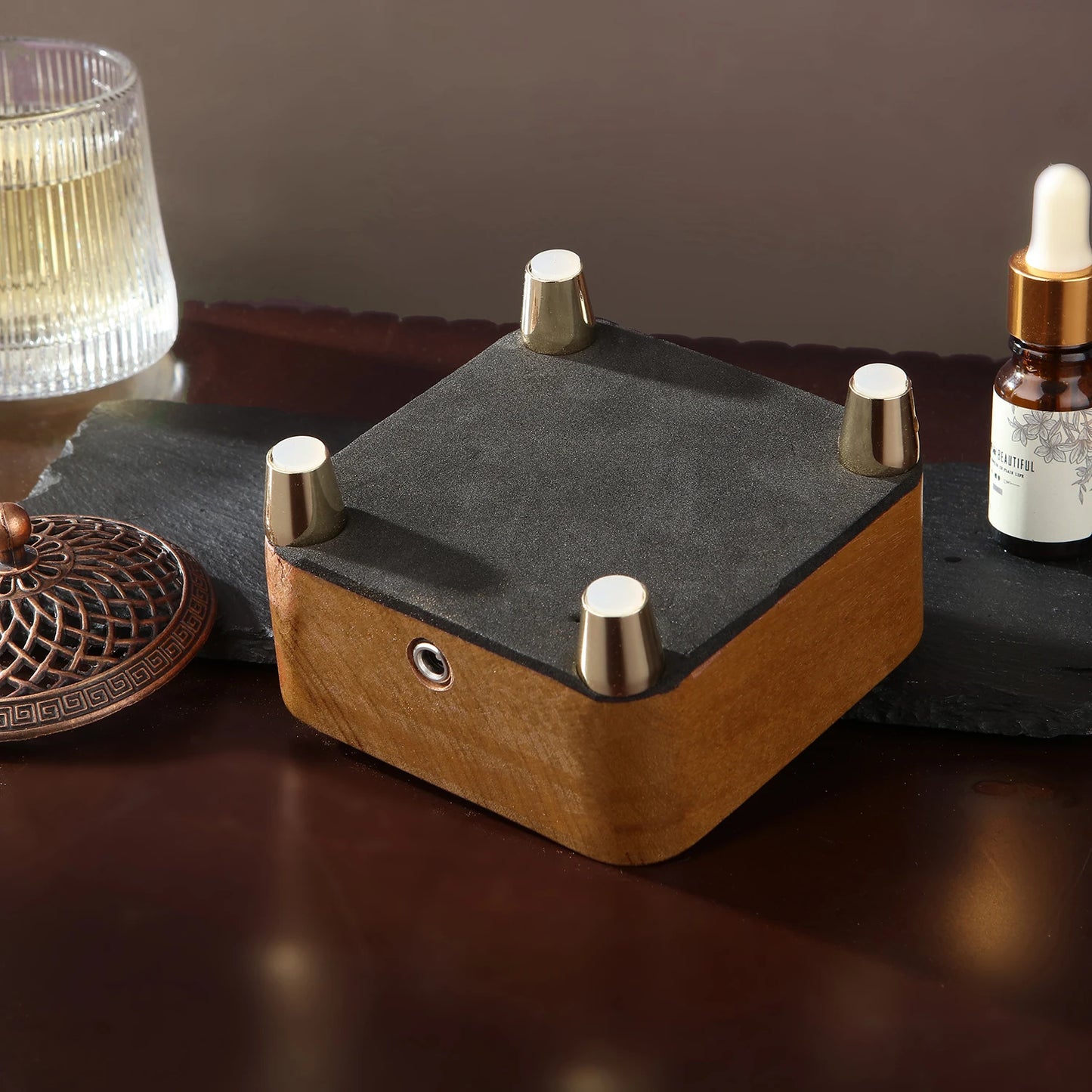 Electronic Incense Burner Wooden Essential Oil Burner Timing Adjustable Temperature Wax Melts Warmer Agarwood Incense Burner