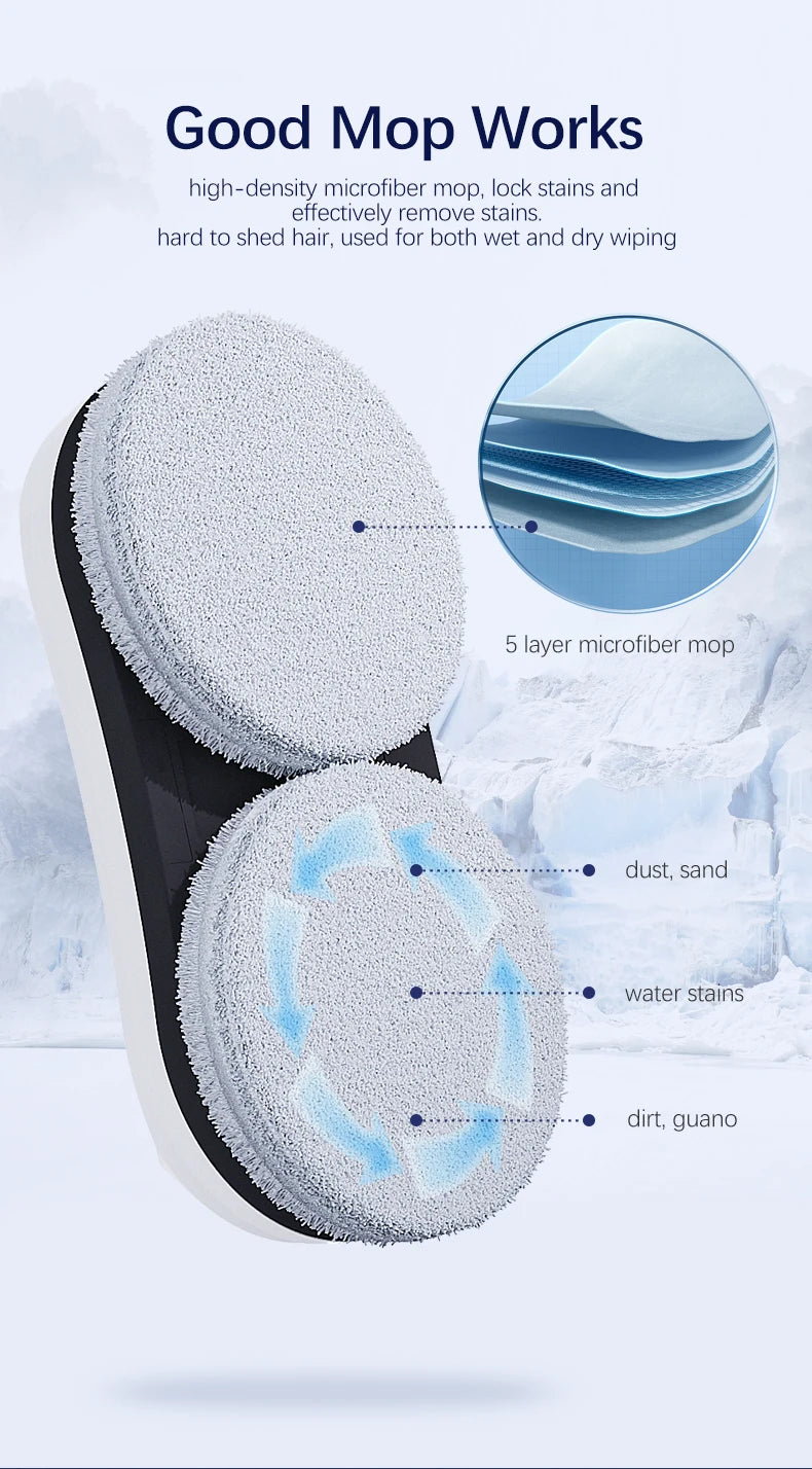 Robotic Window Cleaner Washing Windows Robot with Spray ,Two Water Tank,Spin Mop,5600Pa,Remote control, Home Robot Washer Glass