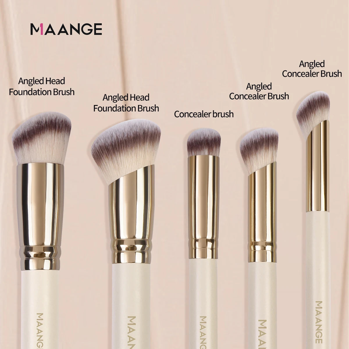 MAANGE 5 Pcs Makeup Brushes Powder Blusher Brush Foundation Makeup Brush Contour Brush Portable For Travel Valentine's Day Gift