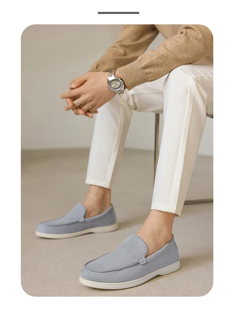Men Flat Loafers 2025 Frosted Suede Flat Shoes Comfortable Non Slip Fashion Loafers Lightweight Trendy Outdoor Casual Shoes