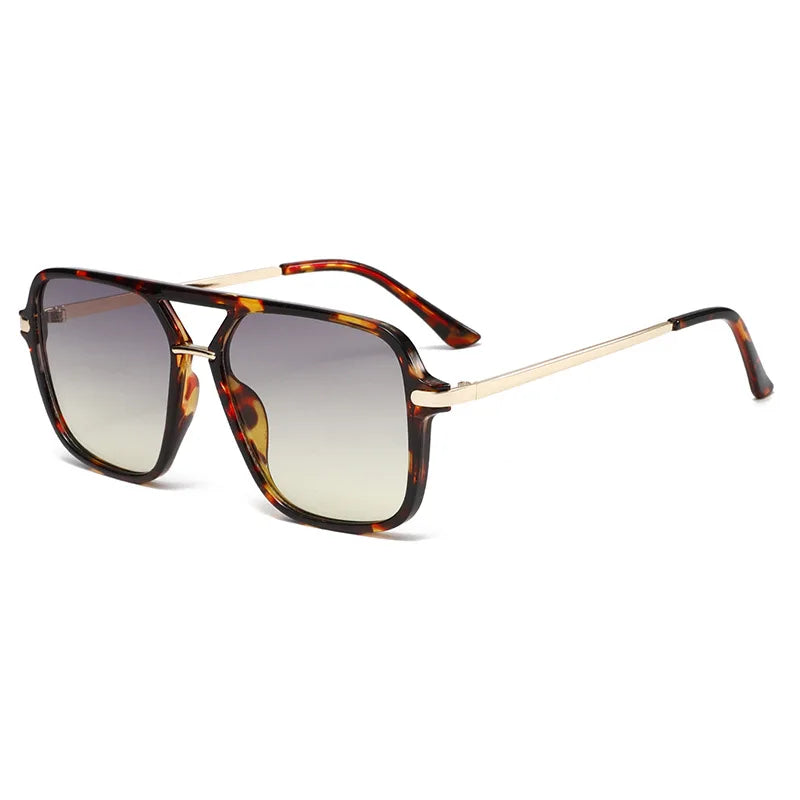SHAUNA Fashion Double Bridges Square Sunglasses Women Men Retro Gradient Sun Glasses Shades UV400