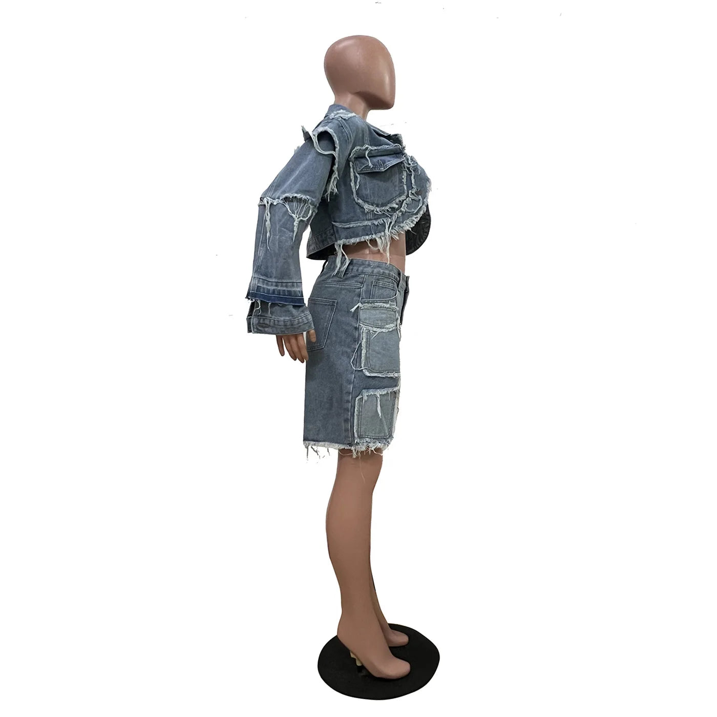 Denim Jean Jackets 2 Piece Pant Set Outfits Women Spring Clothes Y2K Streetwear Sexy Elegant Denim Shorts Two Piece Pant Sets